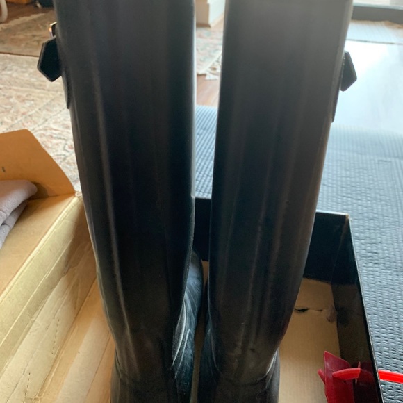 Black hunter winter rain boots + grey fleece socks - Picture 7 of 8